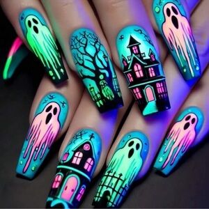 Halloween Nail Art, Medium And Long Nail Set